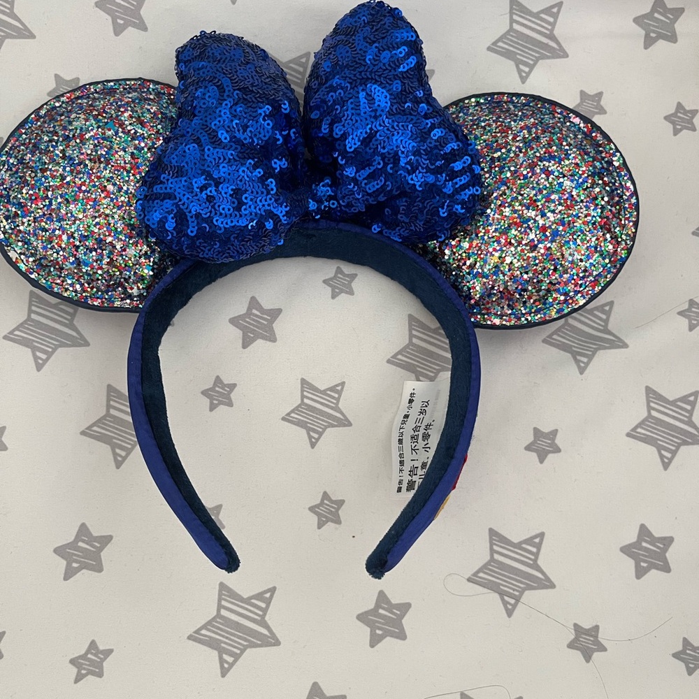 Blue Sequin Mouse Ears Headband